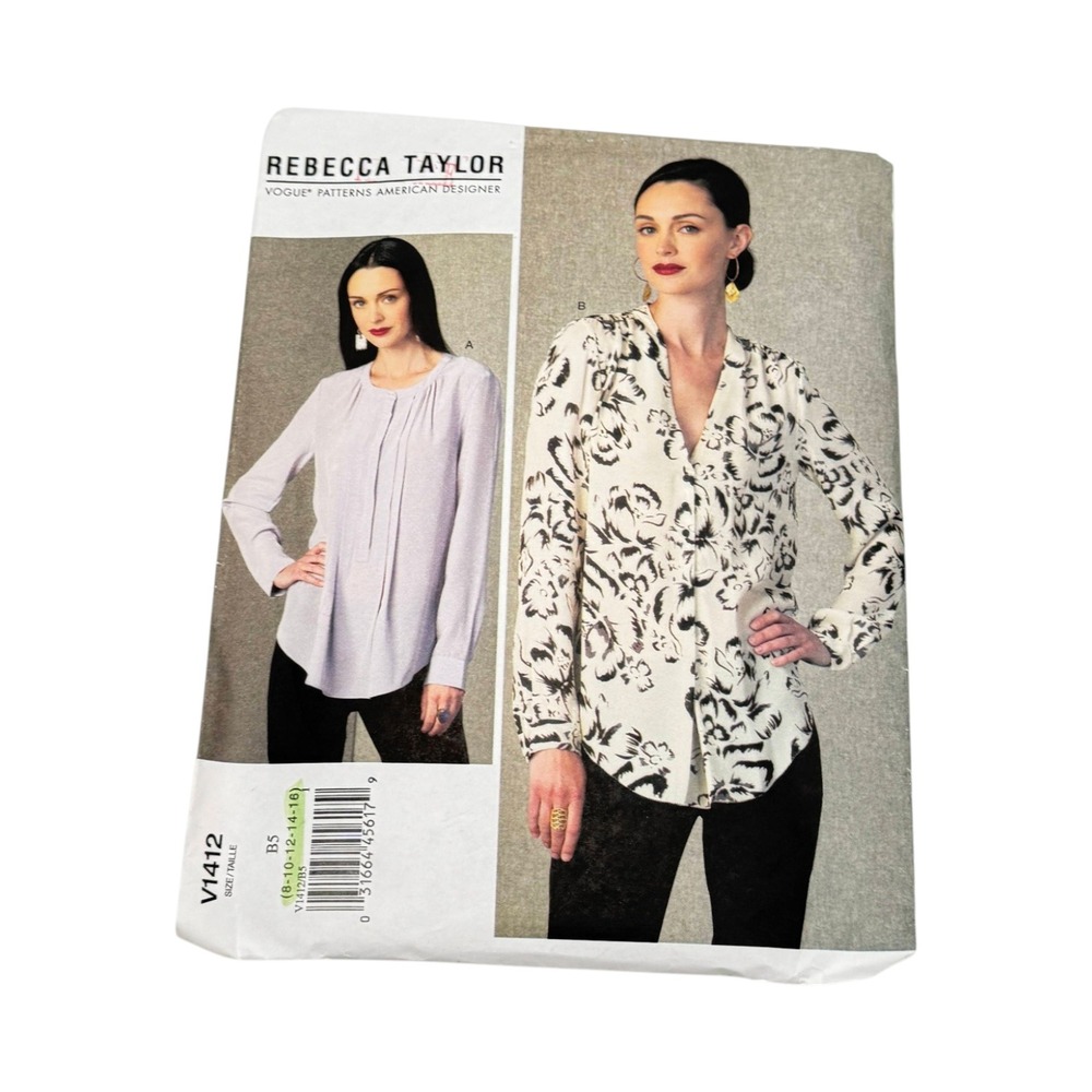 Vogue V1412 Sewing Pattern Rebecca Taylor Designer Tunic Top Size 8-16 New Uncut